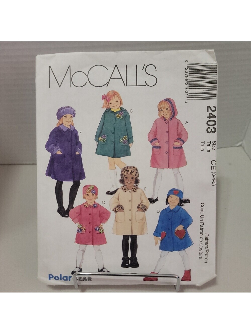 Vintage McCall’s Polargear #2403 Girls Unlined Coat & Hat 3 Sizes (3-4-5) CUT